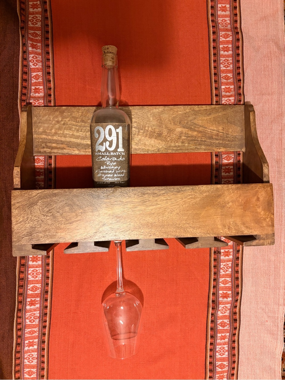 Wine glasses and bottle shelf